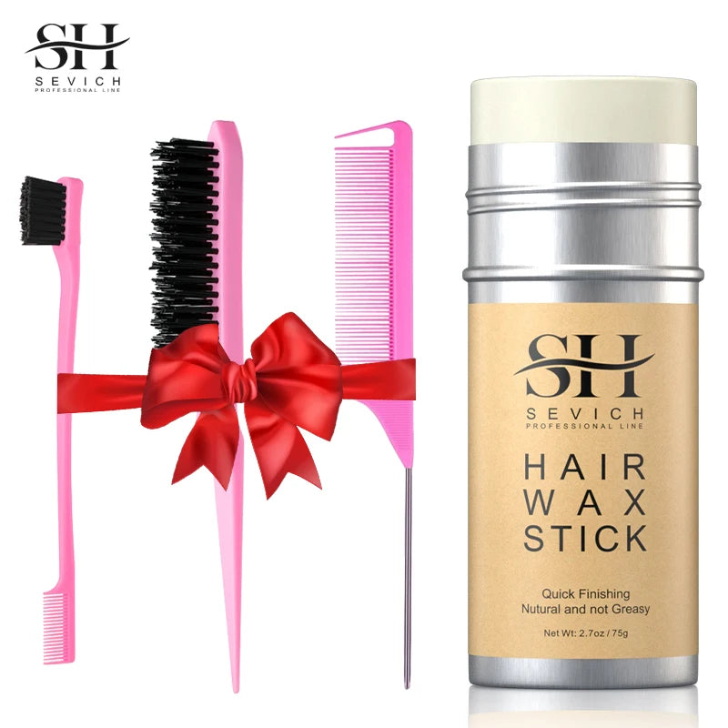 75g/16g Hair Wax Stick With Hair Comb and Bristle Brush and Edge Brush for Wig