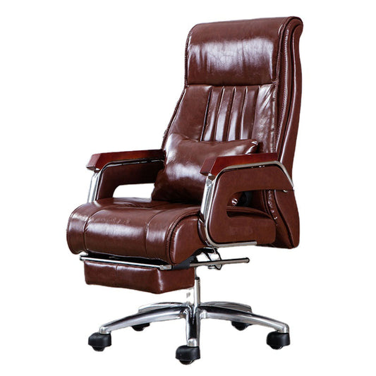 Comfortable 200kg Home Office Furniture Brown Manager Leather Revolving chair