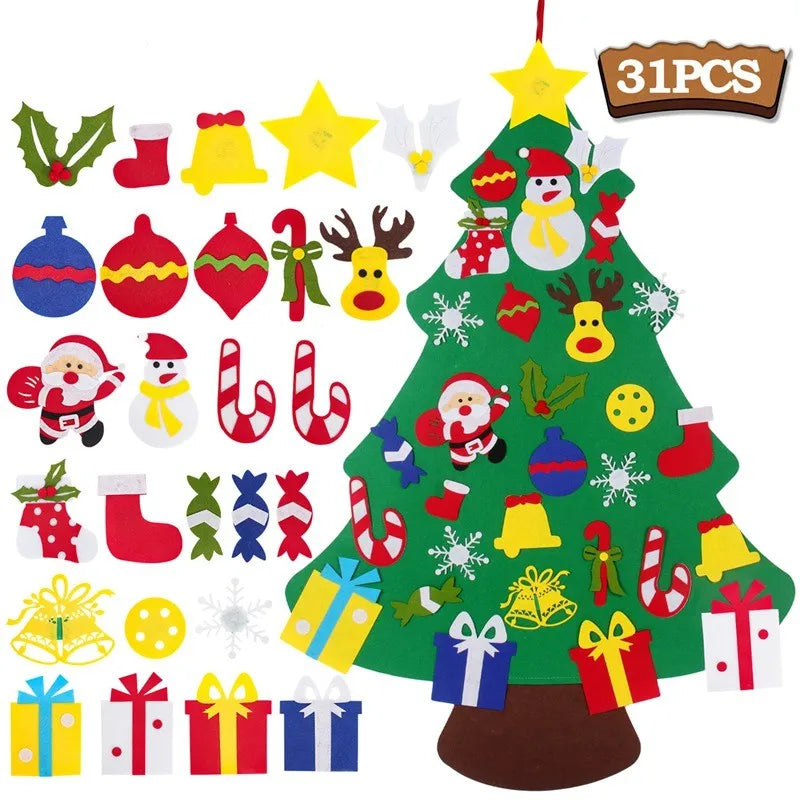 QIFU 3D DIY Felt Christmas Tree Christmas Decorations for Home Christmas