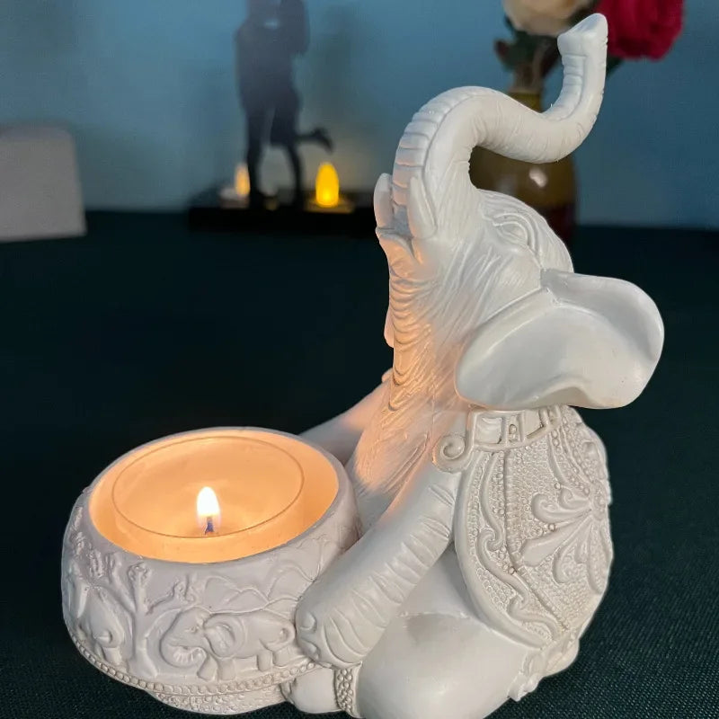 Animal Candle Holders Elephant Trunks Up Sculpture Tealight Candle Holder