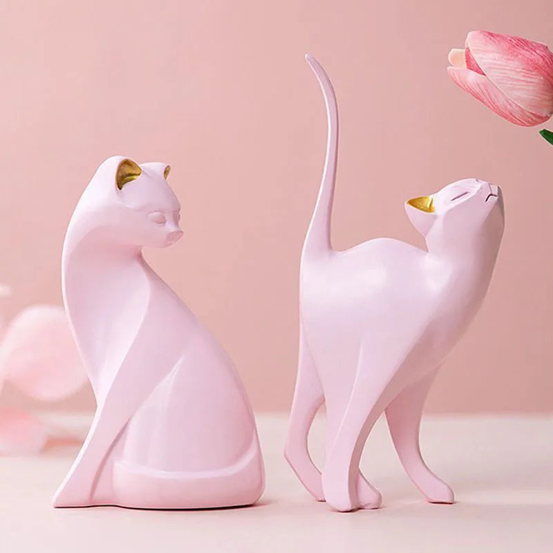 Vilead Pink Cat Sculptures Dressing Table Decoration Accessories Home