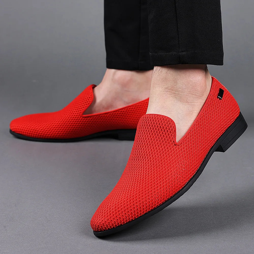 Fashion Mens Loafers Slip on Suede Genuine Leather Shoes