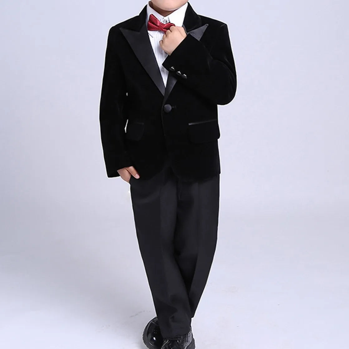 Green Velvet Boys Suits for Wedding Clothing Kids Birthday Party Formal Outfits