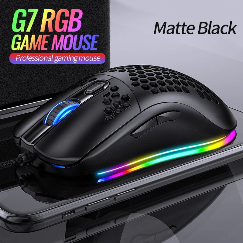 G7 7200 DPI Gaming Mechanical Wired Game Mouse Hollow Gaming Mouse Rgb Backlit