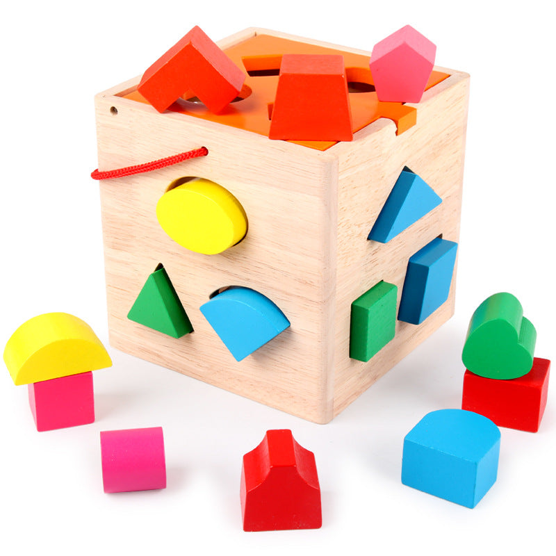 2021 Wooden Baby Activity Cube Toys Early Learning Shape