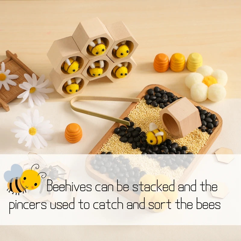 Montessori Honeycomb Wooden Toys Bee Educational Toys