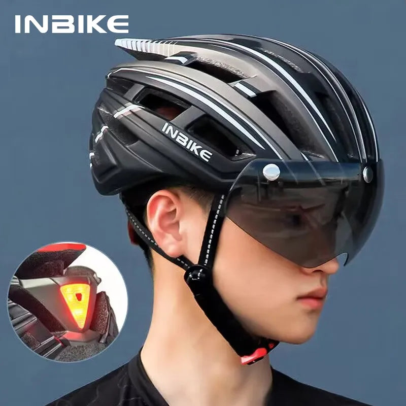 INBIKE Bicycle Helmets for Men With Lights Riding Magnetic Goggle Helmet