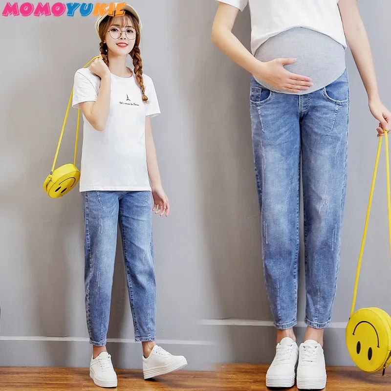 Maternity Jeans for Pregnant Women Clothes Elastic Waist Belly Loose Pant