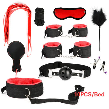 Adult Game Women Men Porno Sex Handcuffs Nipple Clamps Whip Mouth Gag Sex