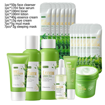 Green Tea Skin Care Kit Korean Cosmetic Moisturizing Acne Exfoliate Beauty