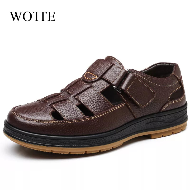 WOTTE Classic Sandals  Men Genuine Leather Sandalias