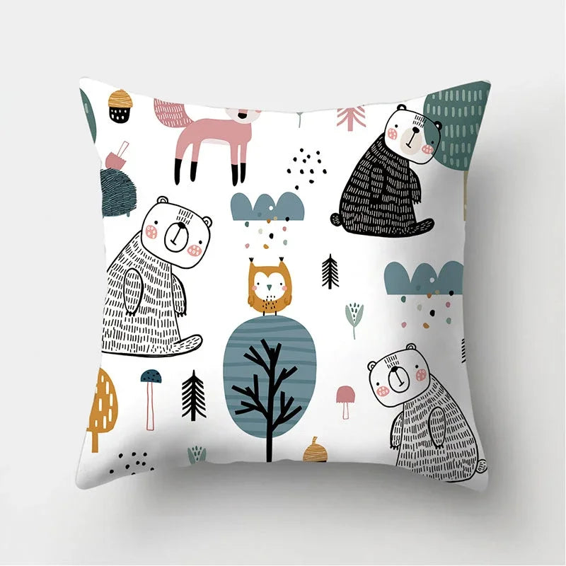 Dinosaur Alpaca Owl Panda Decorative Cushions Pillowcase Polyester Cushion Cover