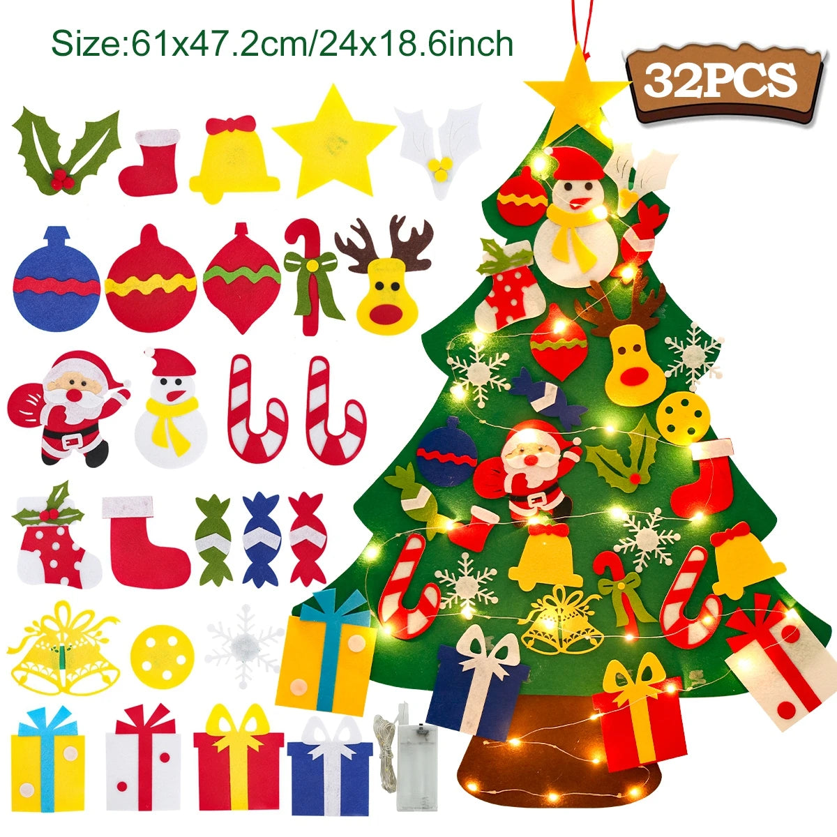 Kids DIY Felt Christmas Tree Merry Christmas Decorations for Home 2024