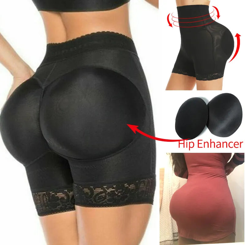 Womens Padded Shapewear Hip Enhancer Shorts High Waist Body Shaper Buttocks Pad