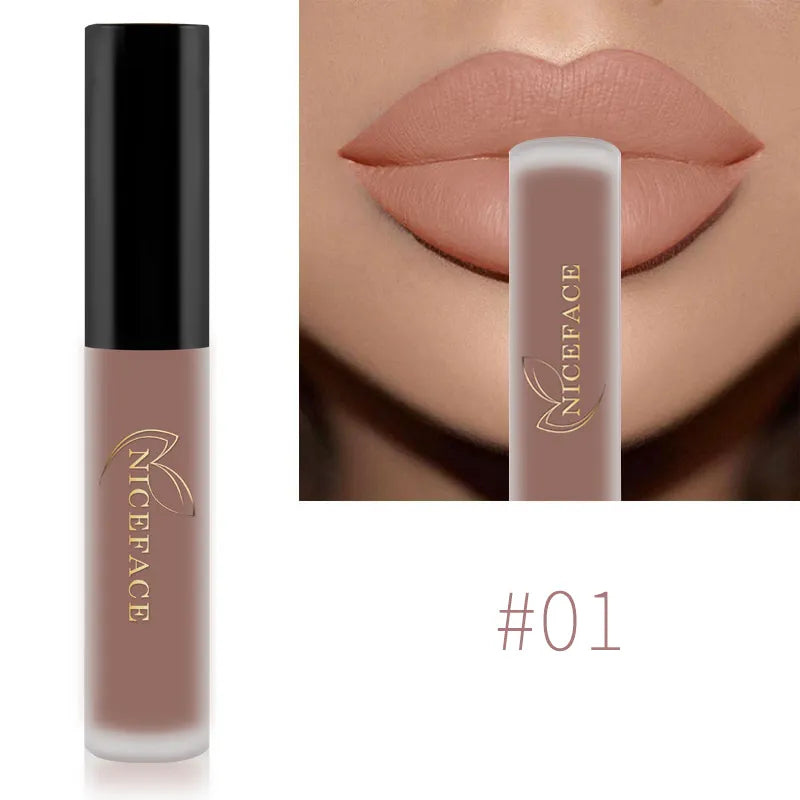 NICEFACE Hot Color Lip Gloss Waterproof Matt Lipgloss Lasting Nude Liquid