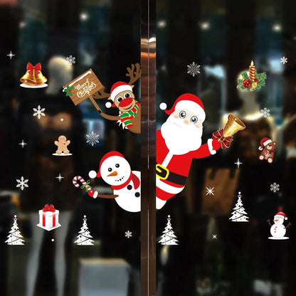 New Christmas Decoration Window Stickers Santa Gifts Merry Christmas Mirror