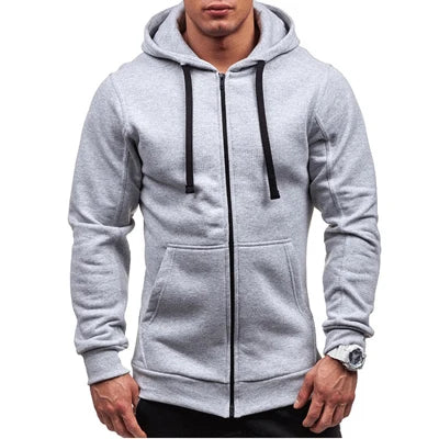 DIMUSI Mens Hoodies Fashion Mens Solid Color Sweatshirt Slim Jackets Mens