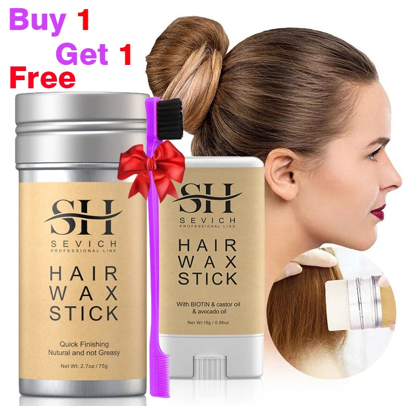 75g/16g Hair Wax Stick With Hair Comb and Bristle Brush and Edge Brush for Wig