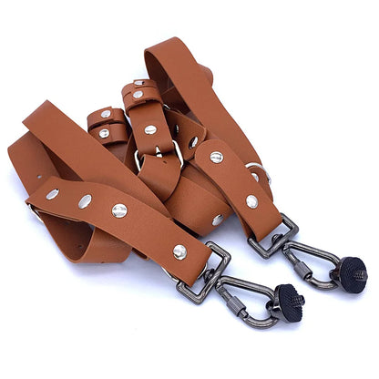 Travel Camera Strap Double Shoulder DLSR LSR PU Leather Belt Photographer