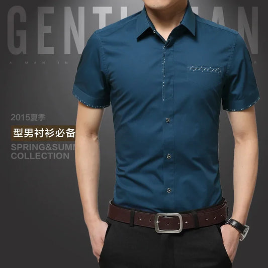 2024 Summer New Men's Shirt Brand Luxury Men Cotton Short Sleeves