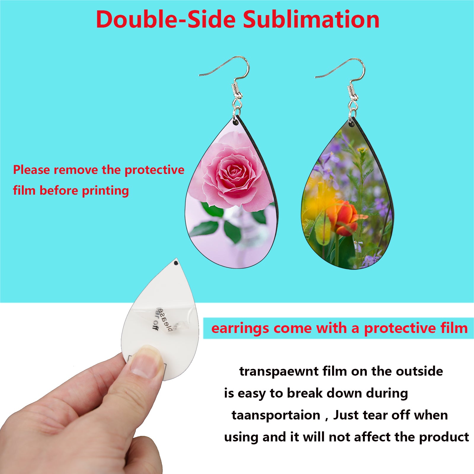 Sublimation Earring Blanks Wood Earrings Shirts Double-Sided Protective Coating