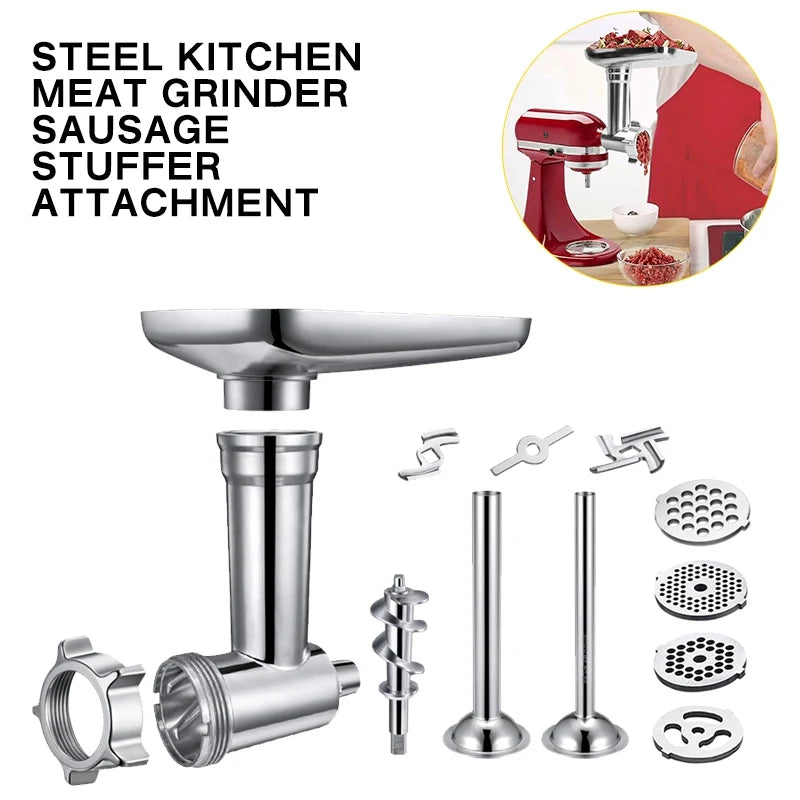 Electric Kitchen Meat Grinder Sausage Maker With Handle Red Stuffer Attachment