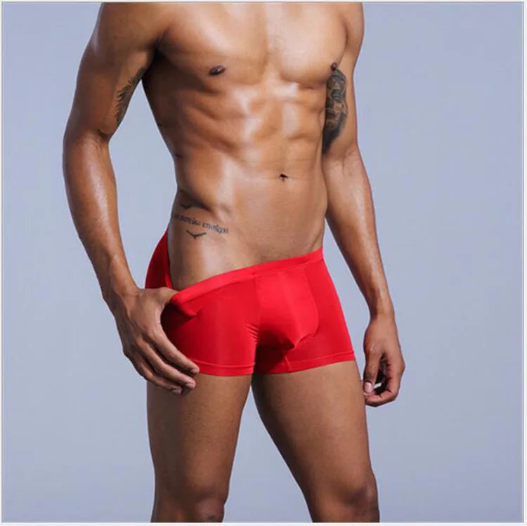 Very Thin Men's Underwear Nylon Ice Silk Boxers Double Bagged