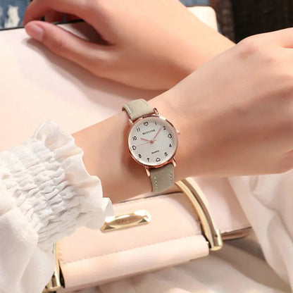 Women Watches Simple Vintage Small Dial Watch Sweet Leather Strap Outdoor