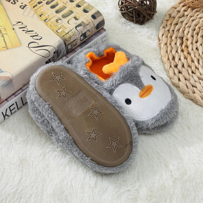 2023 Winter Cute Penguin Kids Slippers Comfortable Baby Warm Cotton Shoes