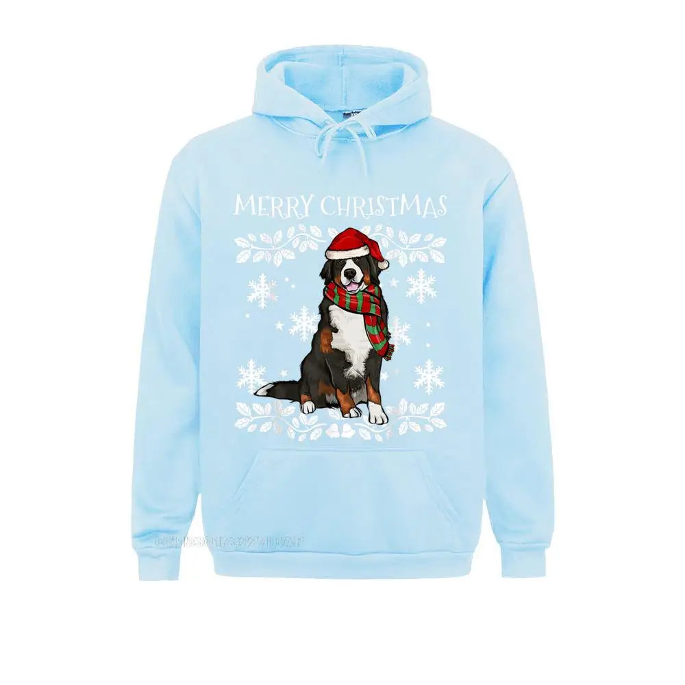 Merry Christmas Ornament Bernese Mountain Dog Xmas Santa Pullover Hoodies