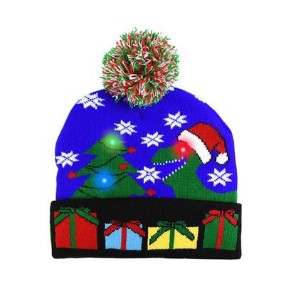 LED Christmas Hat Sweater Knitted Beanie Christmas Light Up Knitted Hat