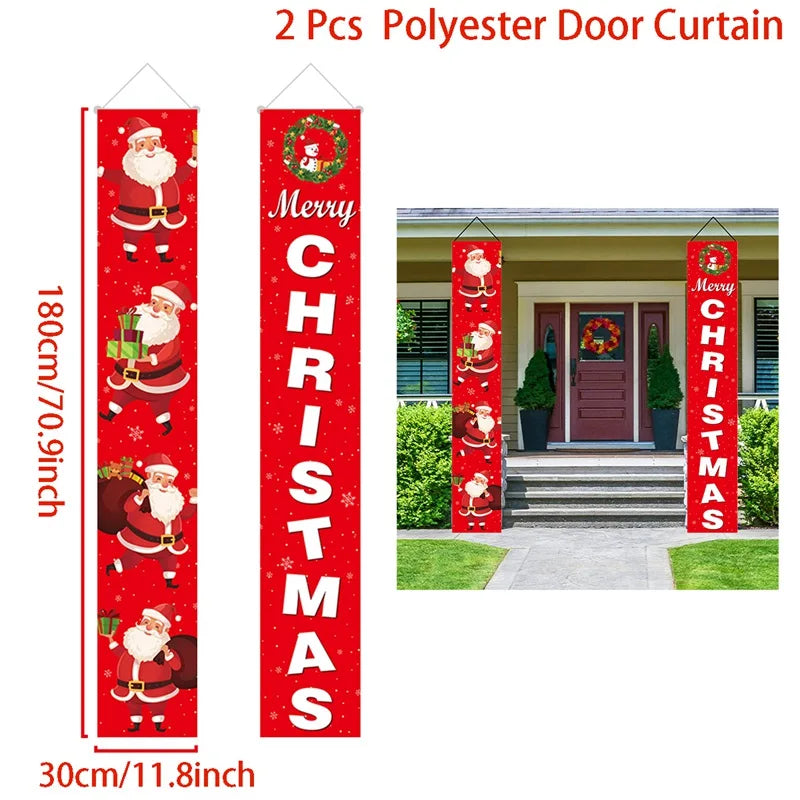 Christmas Door Decoration 2024 Merry Christmas Banner Decor for Home