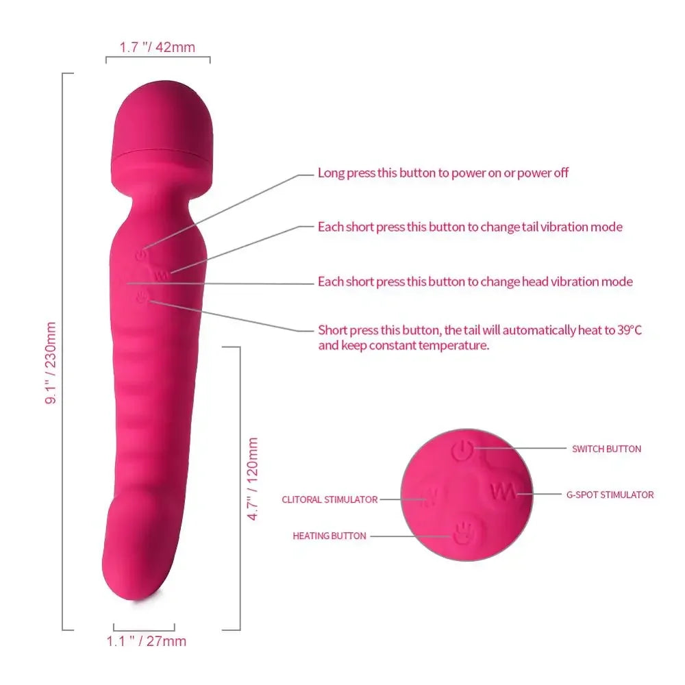 Heating AV Vibrator Magic Wand for Women Clitoris USB Rechargeable Massager