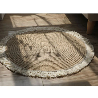 Natural Jute Carpet Hand-Made Rattan Grass Area Rugs Japanese Style Round Rug