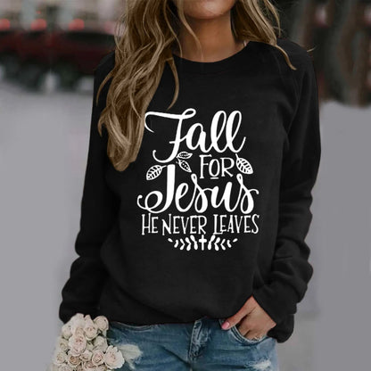 Ladies Pullovers Fashion Letter Printing Sweatshirts Women Round Neck