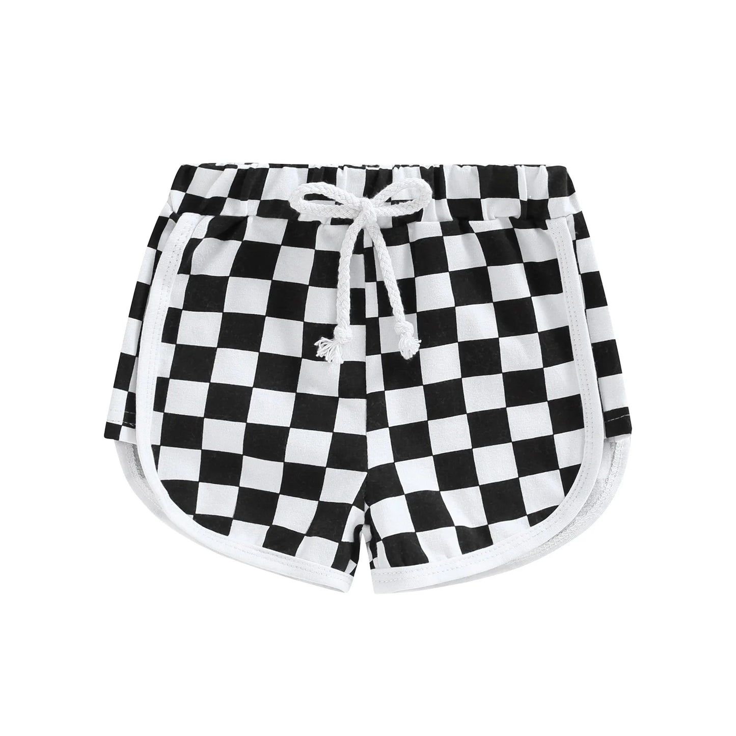 Summer Kid Baby Girls Boys Shorts Checkerboard Print Elastic Waist Short