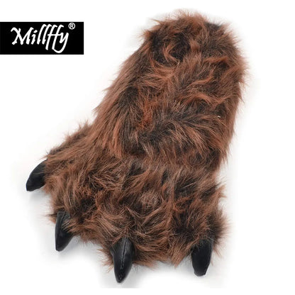 Millffy Funny Slippers Grizzly Bear Stuffed Animal Claw Paw Slippers