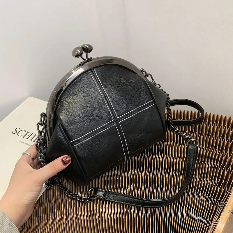 New Vintage Two Straps Shell Lock Bag Bags Chain Women Shoulder Crossbody