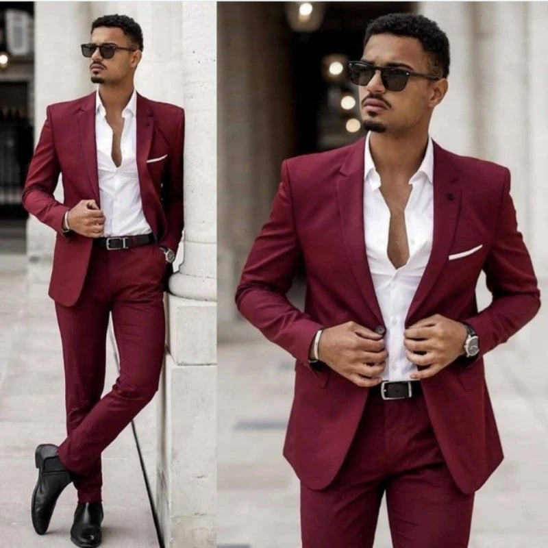 Hot Selling Men'S Suits Blazer Pin Men'S Clothing 2 Pieces Mens