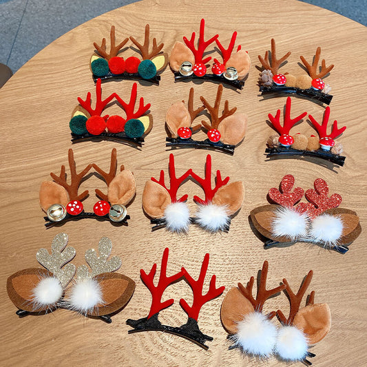 2021 New Christmas Headdress Elk Horn Hairpin Christmas Hair Clips