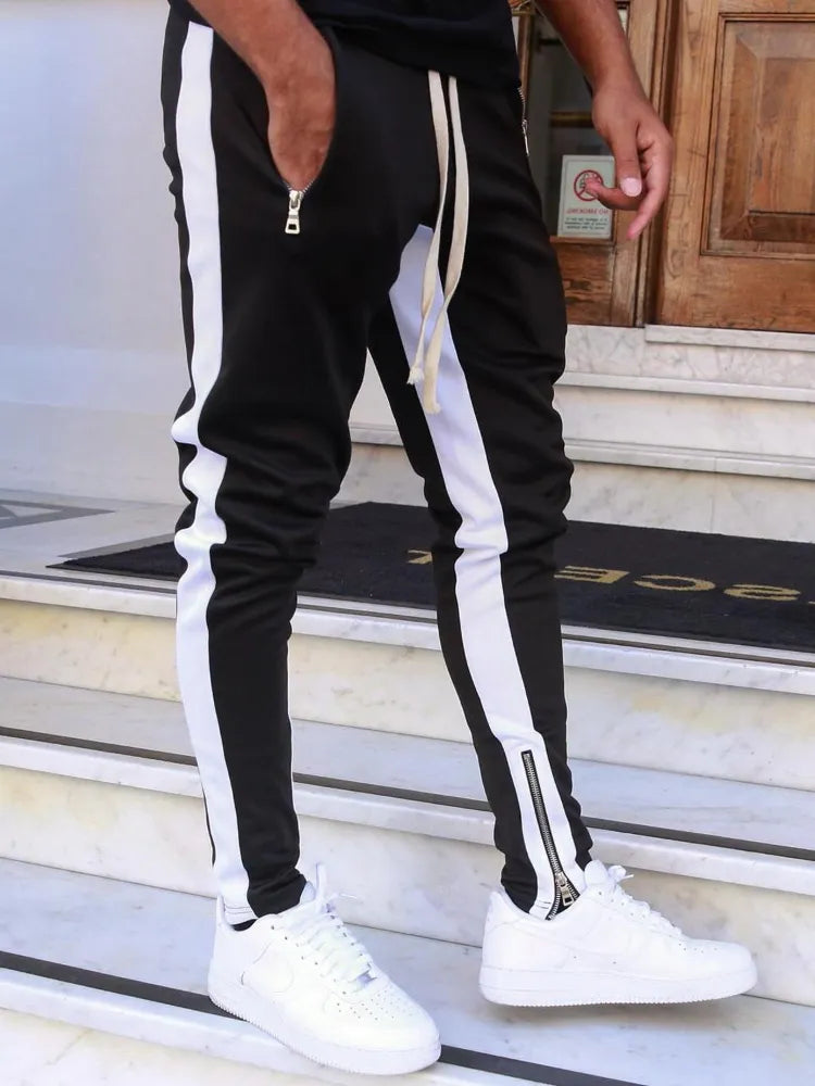 Mens Joggers Casual Pants Fitness Sweatpants Sports Track Pants Mens Zipper