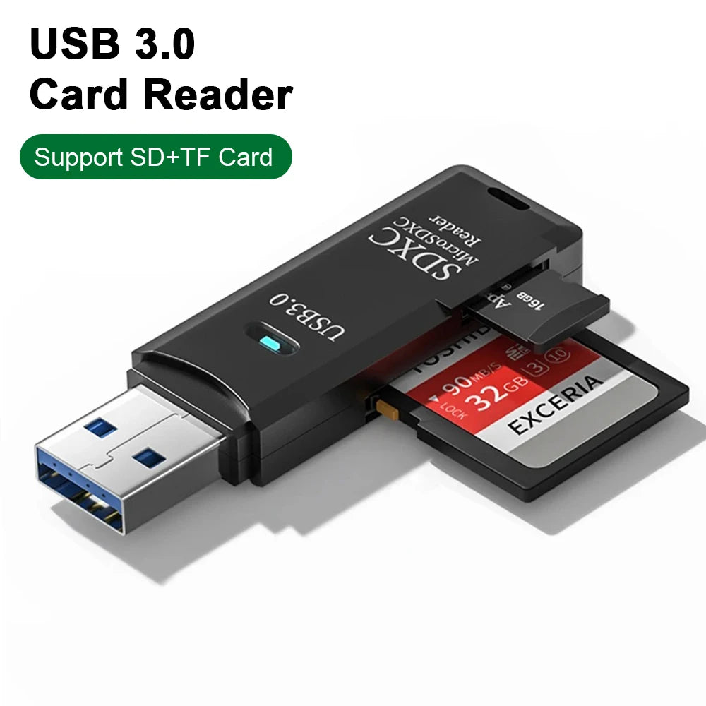 USB 3.0 Card Reader 2 in 1 USB 2.0 to SD TF Memory Card Adapter for Laptop