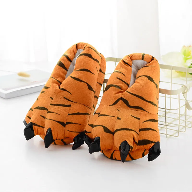 Winter Soft Warm Monster Dinosaur Paw Funny Slippers for Men Women Kids