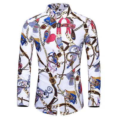 Casuals Shirt Men Autumn New Arrival Personality Printing Long Sleeve Shirts