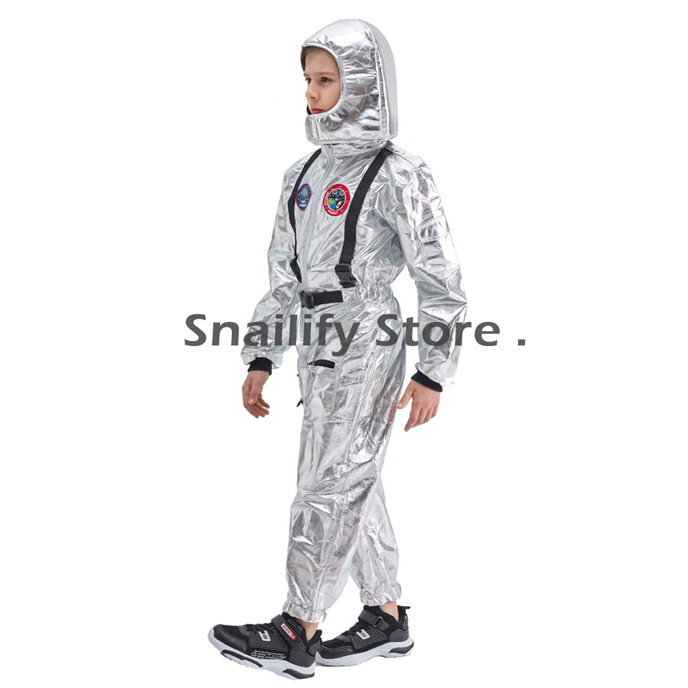 SNAILIFY Silver Spaceman Jumpsuit Boys Astronaut Costume for Kids