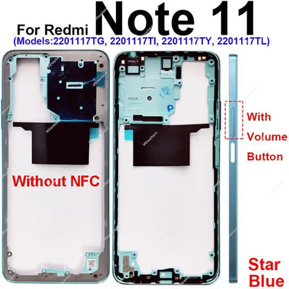 Middle Frame Housing for Xiaomi Redmi Note 11 Note 11S 4G Middle Cover Bezel