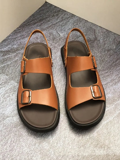 Summer Mens Cowhide Genuine Leather Sandals