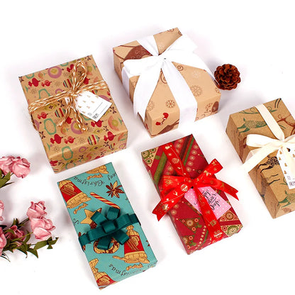 10pcs 50x70cm Gift Packing Paper Retro Style Kraft Decoration New Year