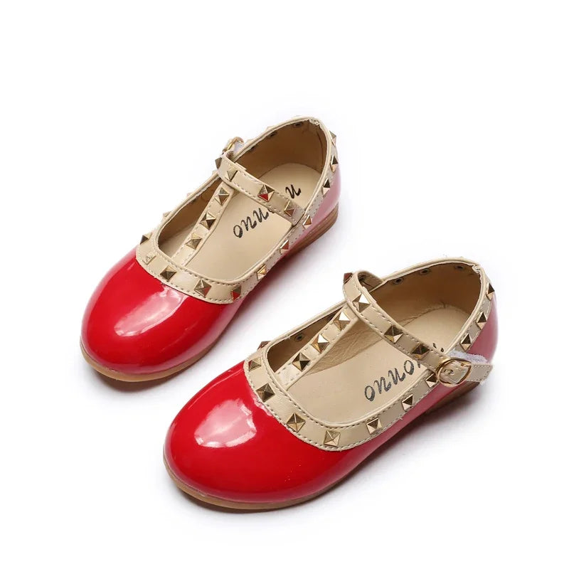 Bekamille Children Princess Flat Shoes Children Girls Rivets Single Shoe Kids