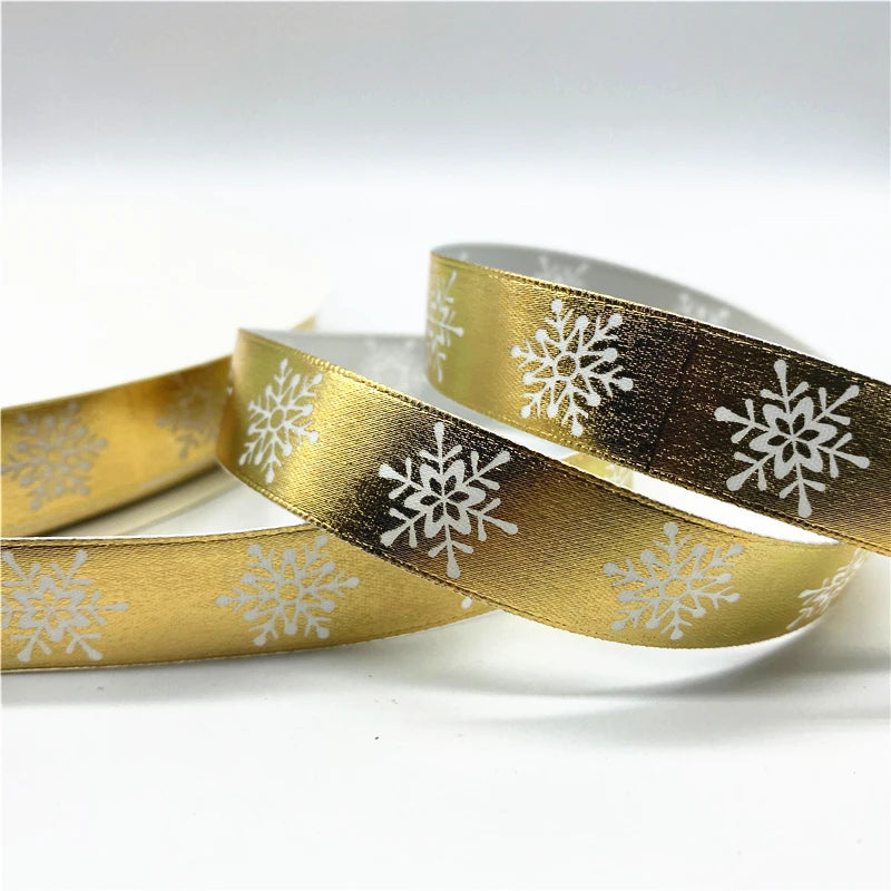 10mm 15mm 5yards Gold/Silver Christmas Decor Printed Christmas Ribbon